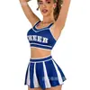 Conjunto de Uniforme de Porrista Europeo y Americano Transfronterizo para Adultos Cheer Sexy Atuendo de Performance de Fútbol Disfraz de Baile para Mujeres Diversión de Verano