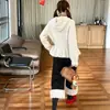 Suéter Cárdigan con Cremallera Chic Dulce Estilo Coreano Abrigo con Capucha Volante Ceñidor de Cintura Tejido Adelgazante Mujer 26006