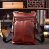 Nova Bolsa de Ombro Masculina Retrô Bolsa Transversal Masculina Bolsa Masculina de Couro Genuíno Couro Bovino Camada Superior Bolsa Pequena Casual para Celular Tendência