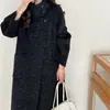 2026 Abrigo de Lana Grueso Otoño-Invierno Estilo Coreano Alta Calidad Doble Cara para Mujer, Abrigo de Lana Cashmere Suli con Cuello Alto, Estilo Largo para Mujer