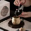 Dunhuang Danzas Aéreas Huevo de Dragón Olla Azul y Blanco Rojo Sílex Cerámica Tetera Tetera de Mano Kung Fu Juego de Té Olla para Preparar Té Regalo Cultural y Creativo
