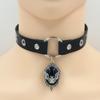 Acessórios de Halloween Transfronteiriços Pingente de Morcego com Pedra Preciosa Gargantilha de Couro Retro Feminina Gargantilha de Couro Personalizada