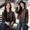 Jaqueta Mingxiu & 8196 de Couro PU Lavável