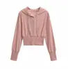 Conjunto de Top de Color Sólido + Pantalones Acampanados Casuales, Sudadera con Capucha de Manga Larga a la Moda con Cintura Ajustada para Mujer, Colección Primavera 2026