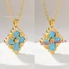 Versión de Alta Gama V-Gold Trébol de Cuatro Hojas Cepillado Estilo de Corte de Ópera Esmalte de Nácar Blanco Chapado en Oro de 18 Quilates Collar Buccellati