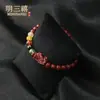 Pulsera de Cinabrio para Hombre con Cuentas Dzi Pintadas en Oro, Arena de Cristal, Cuentas del Dios de la Riqueza de Cinco Vías y Pulsera de Cuentas de Buda para el Año de Nacimiento