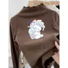 Camiseta de Manga Larga para Niñas Otoño/Invierno 2026 Nuevo Estilo Top Térmico de Polar Alemán para Niños Medianos y Mayores Estilo Coreano Elegante Top con Volantes Ropa Interior