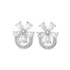 Coreia do Sul Elegante Elegante Zircão Micro-conjunto Brincos Femininos Banhados a Prata Elegante Simples Super Flash Moda All-match Brincos para Mulheres