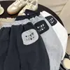Pantalones de chándal para niños con forro polar y grosor extra para otoño e invierno, diseño de bloques de color, pantalones deportivos de una pieza con forro polar para niños, pantalones largos holgados para niñas