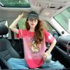 Camiseta Chic Retrô Cartoon Graffiti Algodão Puro para Mulheres, Tie-Dye Degradê Moderno, Redutora de Idade, Solta e Top Valorizador