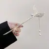Grampo de Cabelo Flor com Franja Estilo Antigo para Mulheres, de Alto Padrão e Elegante, Versátil Grampo Hanfu, Grampo para Coque na Parte de Trás da Cabeça