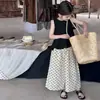 Conjunto de Niña 2026 Verano Nuevo Camiseta sin Mangas Chaleco de Lunares Casual Pantalones de Pierna Ancha Conjunto de Dos Piezas Estiloso