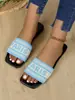 Comercio Exterior Pantuflas talla extra Pantuflas Planas para Mujer 2024 Verano Atuendo de Ocio Europeo y Americano Pantuflas de Playa Bordadas