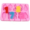 Hapi 0-9 Rosa Número Silicone Molde Pirulito Bolo Chocolate Decoração Molde Sem Palito Grau Alimentício