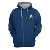 2022 Novo Cardigan com Zíper Estampado 3D de Star Trek Jaqueta Esportiva com Capuz Roupas de Cosplay Suéter