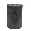 Cesta Redonda Negra para Ropa Sucia, Cesta de Almacenamiento de Ropa Tejida de Bambú, Contenedor de Almacenamiento para Juguetes y Artículos Varios, Cesta de Almacenamiento para Lavandería Tejida de Bambú al por Mayor