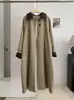 KEKEZOON 2026 Otoño Nuevo Estilo Coreano Moda Solapa Patchwork Impermeable Abrigo Versátil Largo 9088
