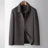 Abrigo para Hombre 2026 Otoño/Invierno Cuello Solapa Estilo Ropa de Trabajo con Forro de Plumas Desmontable, Chaqueta Cálida de Lana para Negocios para Hombres Jóvenes y de Mediana Edad