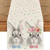 Bandera de Mesa Popular de Pascua Temu Estampado de Enano de Huevo de Pascua Material de Lino Decoración de Mesa de Pascua de Primavera Mantel