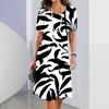 Verano simple hojas florales impresión digital 3D 2024 transfronterizo comercio exterior elegante vestido de mujer venta caliente