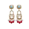 Pendientes de Gota de Agua de Esmalte Colorido Transfronterizos Europeos y Americanos, Pendientes de Lujo Ligero de Gama Alta, Accesorios de Oreja Exagerados Estilo Vintage al por Mayor