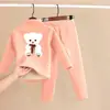Conjunto de Ropa Interior Térmica para Niños con Forro Polar y Terciopelo Alemán Espesado Ropa de Casa Ropa de Otoño para Bebé y Pantalones Pijamas para Niños y Niñas