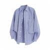 Outono 2025 Novo Estilo de Hong Kong Camisa Masculina Listrada de Manga Longa Jaqueta Casual Solta Masculina para Comércio Exterior