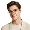 Gafas Jamie 8040 Estilo Nuevo Artístico Versátil Marco Metálico Anti-Luz Azul Montura Cuadrada Elegantes Decorativas para Hombres, Se Pueden Adaptar Lentes Graduados