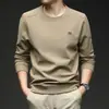 Sudadera de Alta Calidad para Hombre con Lana de Oveja, Nuevo Estilo Otoño 2025, Cuello Redondo, Casual, Cómoda, Versátil Camiseta Básica de Manga Larga
