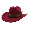 Aliexpress Amazon Nuevo Estilo Étnico Sombrero de Jazz Sombrero de Lana Sombrero de Ala Ancha Sombrero de Vaquero Occidental Yzd054