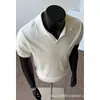 Camiseta de punto de manga corta para hombre, color liso, ligera, estilo retro, lujo "Old Money", de alta gama, corte entallado