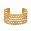Pulsera ancha hueca martillada europea y americana para mujer, fabricantes de acero inoxidable 304, joyería de acero de titanio para bricolaje, pulsera de traje al por mayor
