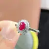Anillo de Rubí Rojo Paloma Natural Plata S925 Incrustación Seiko, Proceso de Galvanoplastia 18k, Piedra Principal 4*6mm