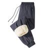 Pantalones de algodón con forro de felpa de cordero y algodón, pantalones cálidos de talla grande con grafeno, pantalones deportivos casuales de color liso para hombre, venta al por mayor transfronteriza