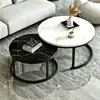 Juego de mesas de centro nido modernas nórdicas para espacios pequeños, redondo, simple y creativo, sensación de alta gama, combinación de mesa redonda grande y pequeña para la sala de estar
