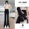 Pantalones Acampanados Negros para Mujer Primavera y Verano Delgados Cintura Alta Adelgazantes con Abertura Pantalones Cortos Ajustados Pequeños para Mujer Cintura Alta