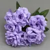 Flores de Rosa Artificiales de Tallo Único para Comercio Exterior, Disponibles en Múltiples Colores, Rosas de Esquina de 9 Cabezas, Flores Artificiales para Decoración de Fondos, Flores Falsas Disponibles para Venta al por Mayor