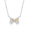 Huikai Jewelry Nuevo Colgante de Plata de Ley S925 Cuerpo Completo Cristal Natural Cristal Full Diamond con Collar Tesoro de Color Mariposa para Mujer