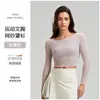 Nueva Ropa de Yoga de Malla para Mujer, Conjunto de Dos Piezas para Deporte y Pilates, Top de Fitness Fresco de Malla con Borde Enrollado y Sensación de Piel Desnuda con Mangas Largas