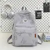 Elegante Mochila Mariposa Rayada Verde Matcha, Estilo Coreano, para Estudiantes de Secundaria y Preparatoria, Mochila Escolar Fresca y Versátil