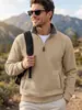 Moletom casual com gola alta jacquard texturizado masculino para exportação, estilo americano, com bolso com zíper, para primavera e outono