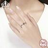 Anillo abierto de plata de ley S925 con incrustaciones de cruz negra, ajustable, SCR447, 2020