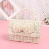 2021 Estilo Chanel Nuevo Lazo de Perlas Moda Moda Portátil Bandolera Doble Uso Bolso para Niños Bolso de Princesa