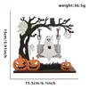 Enfeite de Madeira para Halloween DIY Fantasma 3D Caveira Balanço Decoração Festival dos Fantasmas Arranjo de Atmosfera para Casa Mesa