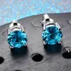 Pendientes de Cristal de Zirconia Blanca Redonda con Garras Cuatro, Explosiones Blancas K Blancas de Shein Transfronterizos para Mujer, 8 mm, Joyería de Oreja Simple de Moda Versátil