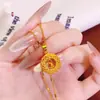 Pingente Ninho de Pássaro Flor Rosa Bola Redonda Latão Banhado a Ouro Conta da Sorte Moda Rede dos Sonhos Caractere de Bênção Fivela de Paz, Mesmo Estilo dos Lojas de Ouro