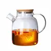 Chaleira de Chá de Vidro Borossilicato Alto Resistente ao Calor Transparente Chaleira de Chá de Flores Grande Capacidade Infusor de Chá Tampa de Bambu Jarra de Vidro para Água Fria