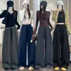 Pantalones deportivos de sudor para mujer, disparo real, otoño 2026, pantalones de pierna ancha, pantalones casuales simples y holgados, pantalones tipo rábano, globo, corte curvo