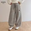Pantalones deportivos para niña YOJIA, nuevos y elegantes pantalones de chándal gruesos para niños para el invierno 2026, pantalones forrados de forro polar para niños para el invierno