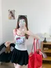 Camisola Estilo Japonés Dulce y Picante con Estampado de Gatito de Dibujos Animados para Mujer, Top Base Ajustado para Verano